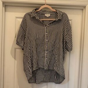 Olive & Oak Black and White Striped Top
